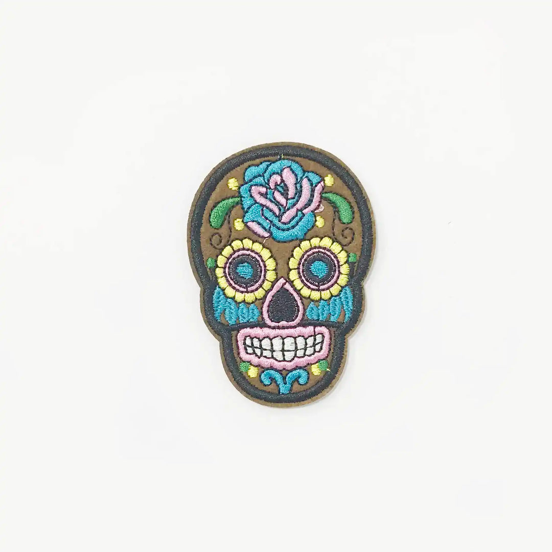 brown-Floral-Skull-Patch